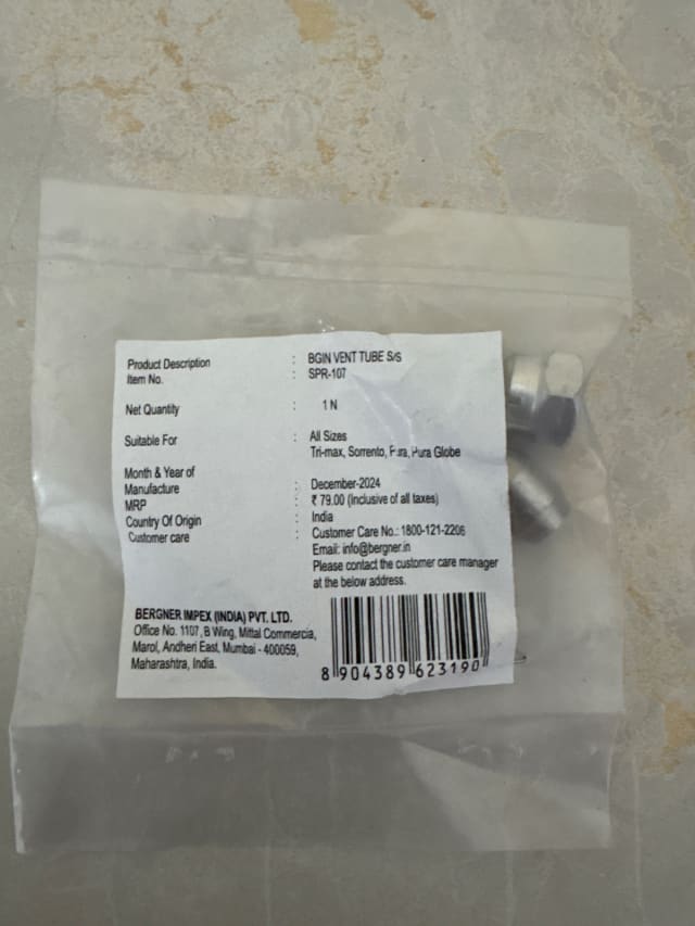 Argent CLASSIC/TRIMAX/PURA STRAIGHT/PURA GLOBE/SORRENTO Vent Tube S/S view 2